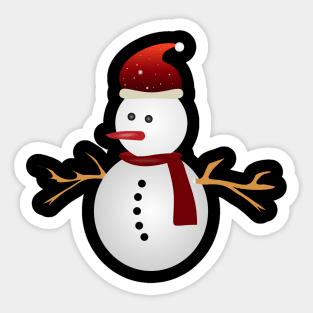 Christmas Snowman & Red Hat Sticker